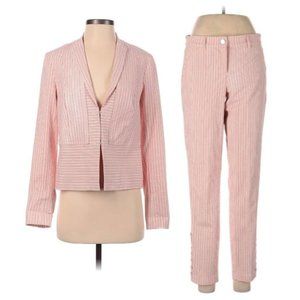 NWOT Per Se By Carlisle Pink Stripe Designer Women's Blazer & Pants Suit Set Sz4